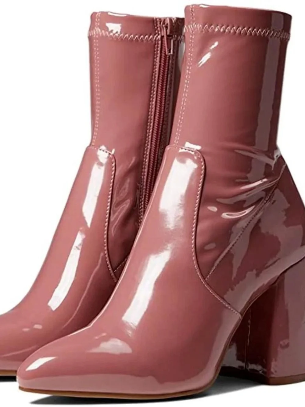 Steve Madden Patent Block Heel Ankle Boots Rose pink women size 8.5 brand new